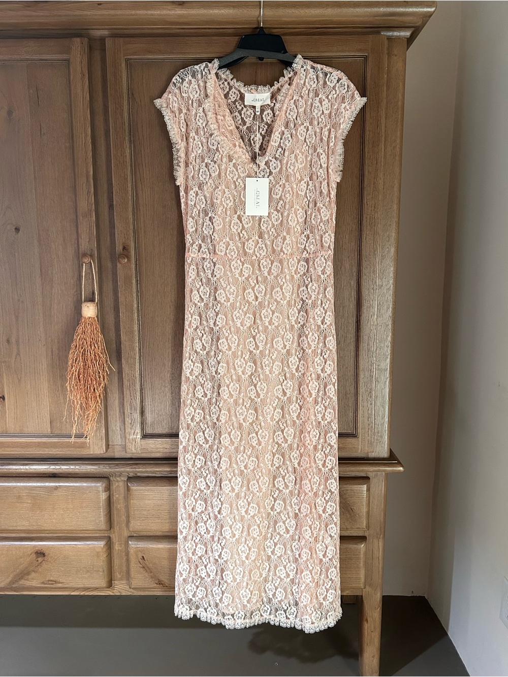 The Great Corridor Dress Western Blush Lace Pink Belt Slip 2 M Current Elliott